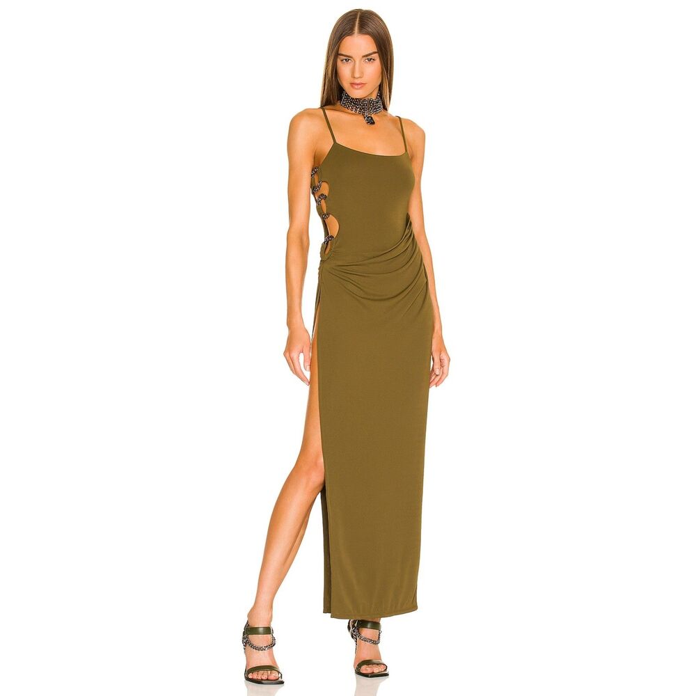 Dundas x Revolve Cut Out Maxi Dress Bodysuit Green XXS